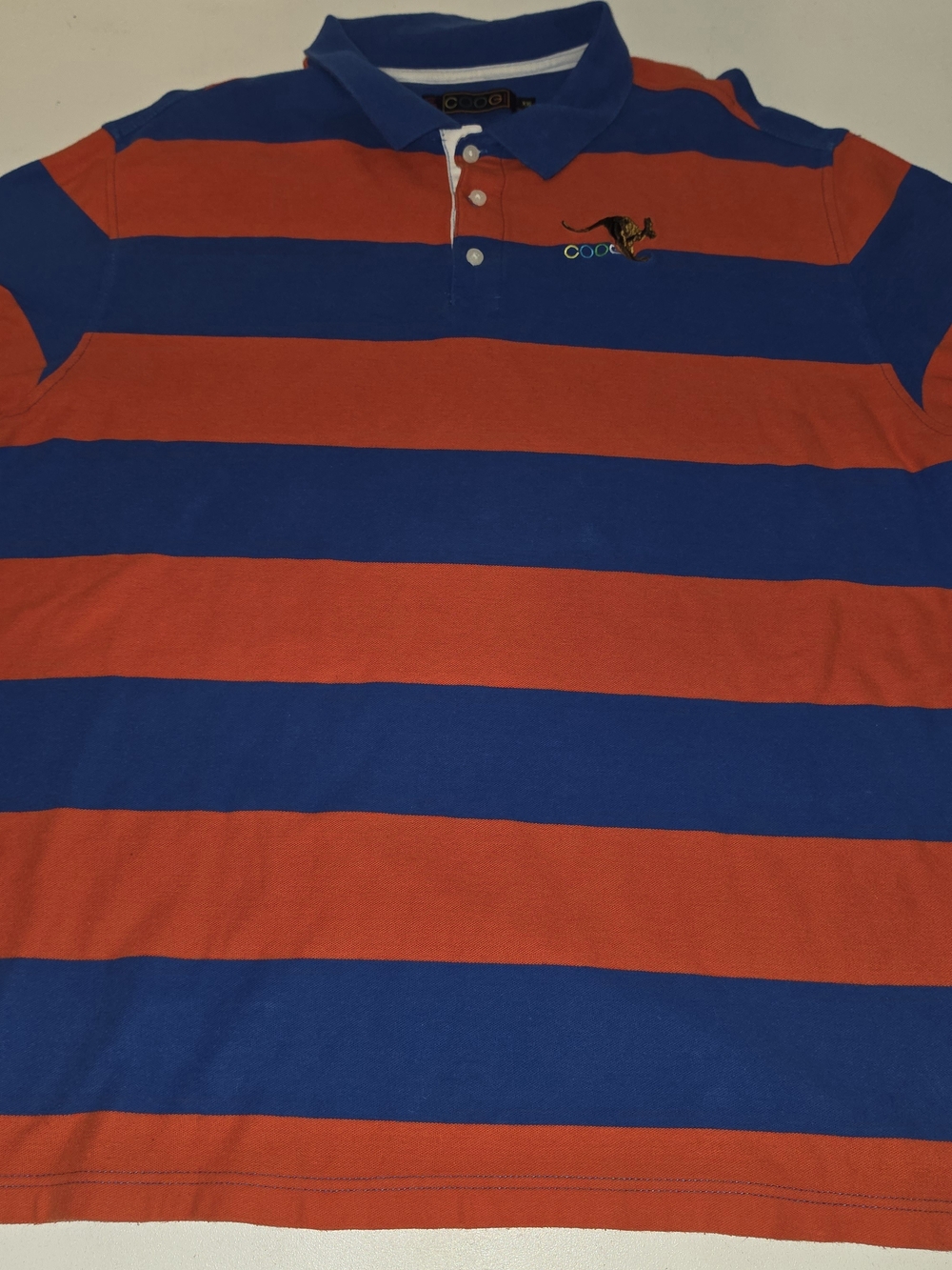 Coogi red and blue horizontal striped polo shirt #coogi #preppy